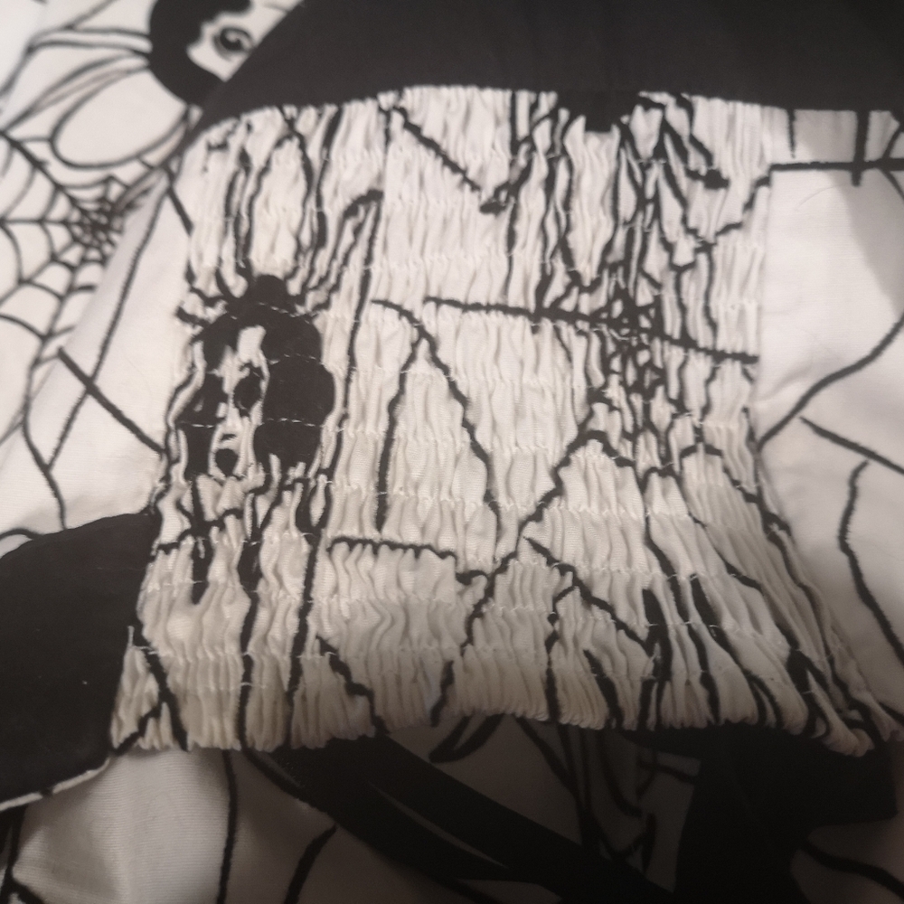 Black & White Spider Web Print Fit-and-Flare Dress - Picture 7 of 7